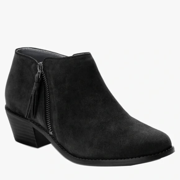VIONIC Women's SERENA Black Suede Side Zip Ankle Boots Booties 8 - Picture 1 of 6